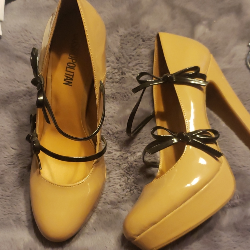 Tan high heels